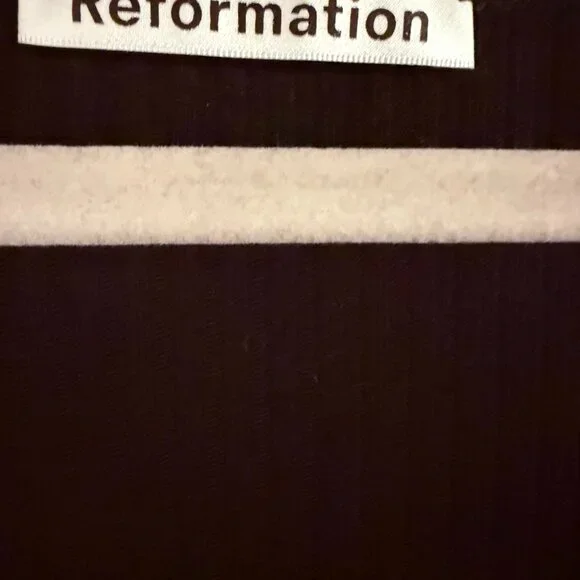 Reformation Banks Long Sleeve Ribbed Stretch-Modal Midi Dress Black Women's L - Picture 4 of 5